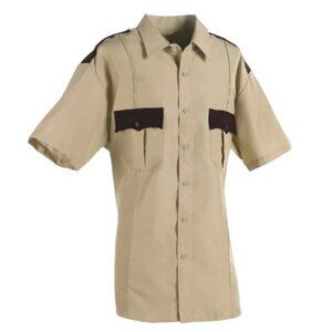 Deputy Sheriff Style Tan & Brown Uniform Shirt S Polyester Blend